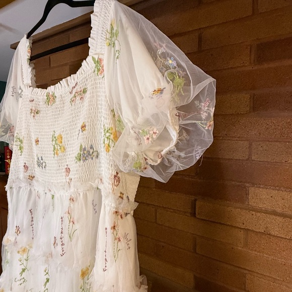 NWT JessaKae White Dress with Colorful Floral Embroidery - Picture 6 of 9